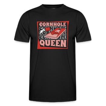 Cornhole Queen Plateau de jeu Pouf Professionnel - T-shirt sport Homme - noir - Devant - AI Model Male 178 dark (178cm)
