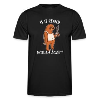 Is It Really Monday Again Brown-Throated Pilosa - Men's Functional T-Shirt - black - Front - AI Model Male 178 dark (178cm)