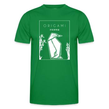 Origami Chinesisches Hanzi Falten Eule Papierkranich - Männer Funktions-T-Shirt - Kelly Green - Vorne - AI Model Male 178 dark (178cm)