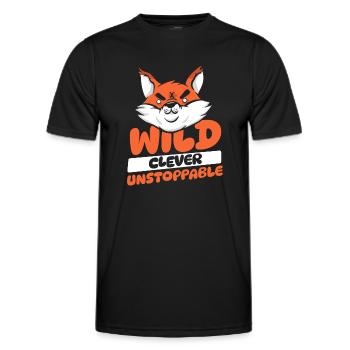 Wild Clever Inarrêtable Renard roux Canidae Caninae - T-shirt sport Homme - noir - Devant - AI Model Male 178 dark (178cm)