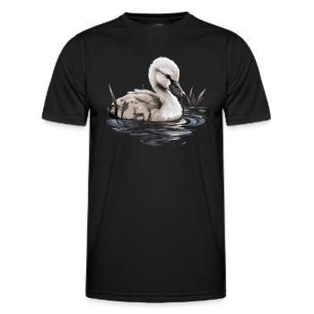 Baby Swan Bird Chick - Men's Functional T-Shirt - black - Front - AI Model Male 178 dark (178cm)