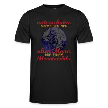 Lustiger Fahrrad Spruch alter Mann Mountainbike - Männer Funktions-T-Shirt - Schwarz - Vorne - AI Model Male 178 dark (178cm)