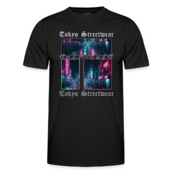 Vaporwave Aesthetics Japan Tokyo Streetwear - Men's Functional T-Shirt - black - Front - AI Model Male 178 dark (178cm)