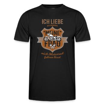 Motorrad Spruch Ich liebe meine Frau Vintage - Männer Funktions-T-Shirt - Schwarz - Vorne - AI Model Male 178 dark (178cm)