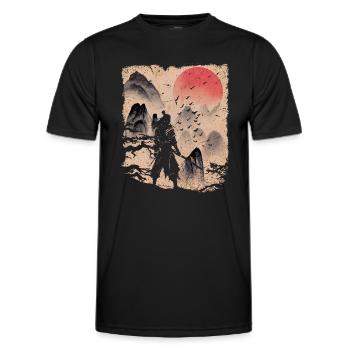 Japan Vintage Samurai Japanese Art - Men's Functional T-Shirt - black - Front - AI Model Male 178 dark (178cm)