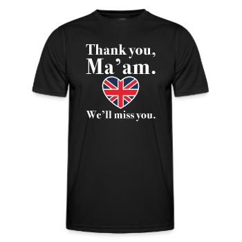 Danke Ma'am, wir werden dich vermissen - Männer Funktions-T-Shirt - Schwarz - Vorne - AI Model Male 178 dark (178cm)