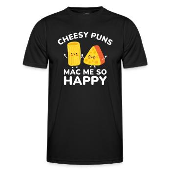 Cheesy Puns Mac Me So Happy - Men's Functional T-Shirt - black - Front - AI Model Male 178 dark (178cm)