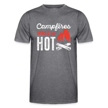 Lagerfeuer machen mich heiß - Männer Funktions-T-Shirt - dunkle Melange  - Vorne - AI Model Male 178 dark (178cm)