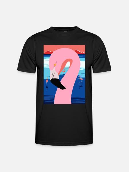 Sunset Flamingo - Men's Functional T-Shirt - black
