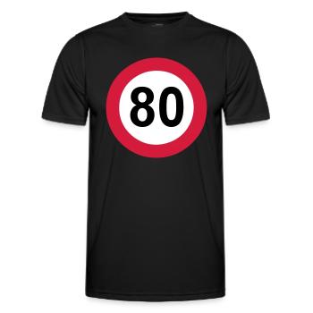 80. Geburtstag , 80 Jahre , Verkehrsschild 80 (25) - Männer Funktions-T-Shirt - Schwarz - Vorne - AI Model Male 178 dark (178cm)