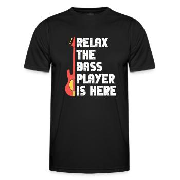Relax Der Bassist ist da Lustige Musik Bassist - Männer Funktions-T-Shirt - Schwarz - Vorne - AI Model Male 178 dark (178cm)