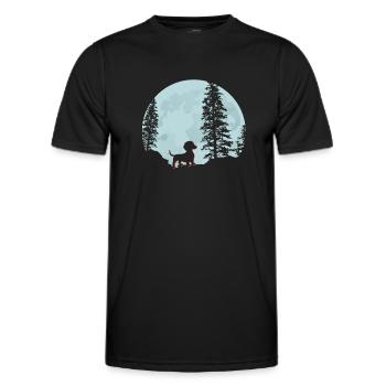 Funny Dachshund Full Moon Wiener Dog - Men's Functional T-Shirt - black - Front - AI Model Male 178 dark (178cm)