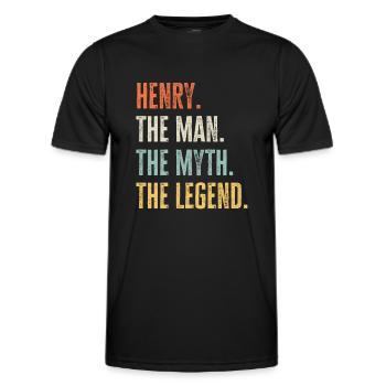 Henry, Mann Mythos Legende, lustiger bester Name Henry - Männer Funktions-T-Shirt - Schwarz - Vorne - AI Model Male 178 dark (178cm)