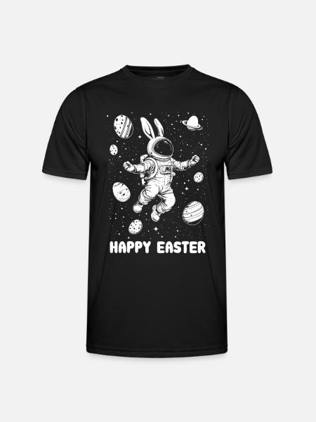 Happy Easter - Osterhase - Osterei - Weltall - Männer Funktions-T-Shirt - Schwarz