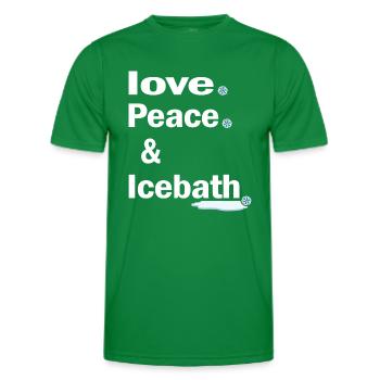 Ice bathing "Love and peace in the ice bath" Eisbaderin - Men's Functional T-Shirt - kelly green - Front - AI Model Male 178 dark (178cm)