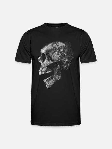 Skull with dragon - Men's Functional T-Shirt - black