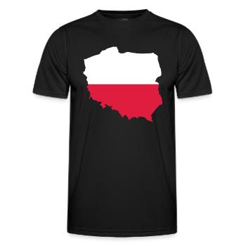 Pologne - Frontière nationale dans le drapeau national - T-shirt sport Homme - noir - Devant - AI Model Male 178 dark (178cm)