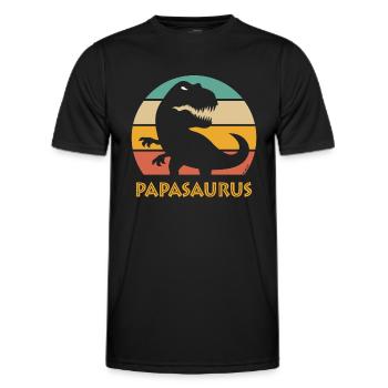 Papasaurus (Bester Papa / Vater / Daddy / 5C PNG) - Männer Funktions-T-Shirt - Schwarz - Vorne - AI Model Male 178 dark (178cm)