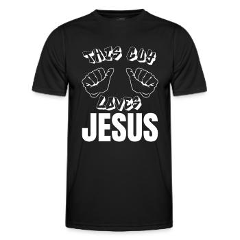 Jesus Christus Gott Kreuz Bibel Kirche Glaube Herr - Männer Funktions-T-Shirt - Schwarz - Vorne - AI Model Male 178 dark (178cm)