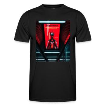 Futuristic cyborg in subway station - Men's Functional T-Shirt - black - Front - AI Model Male 178 dark (178cm)
