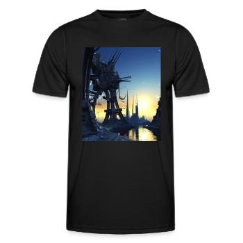 Science Fiction City Future - Men's Functional T-Shirt - black - Front - AI Model Male 178 dark (178cm)