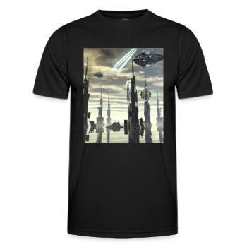Fantasy Science Fiction City - Men's Functional T-Shirt - black - Front - AI Model Male 178 dark (178cm)