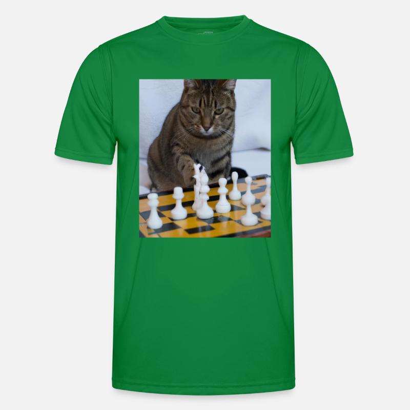 Le chat joue aux échecs T-shirt sport Homme