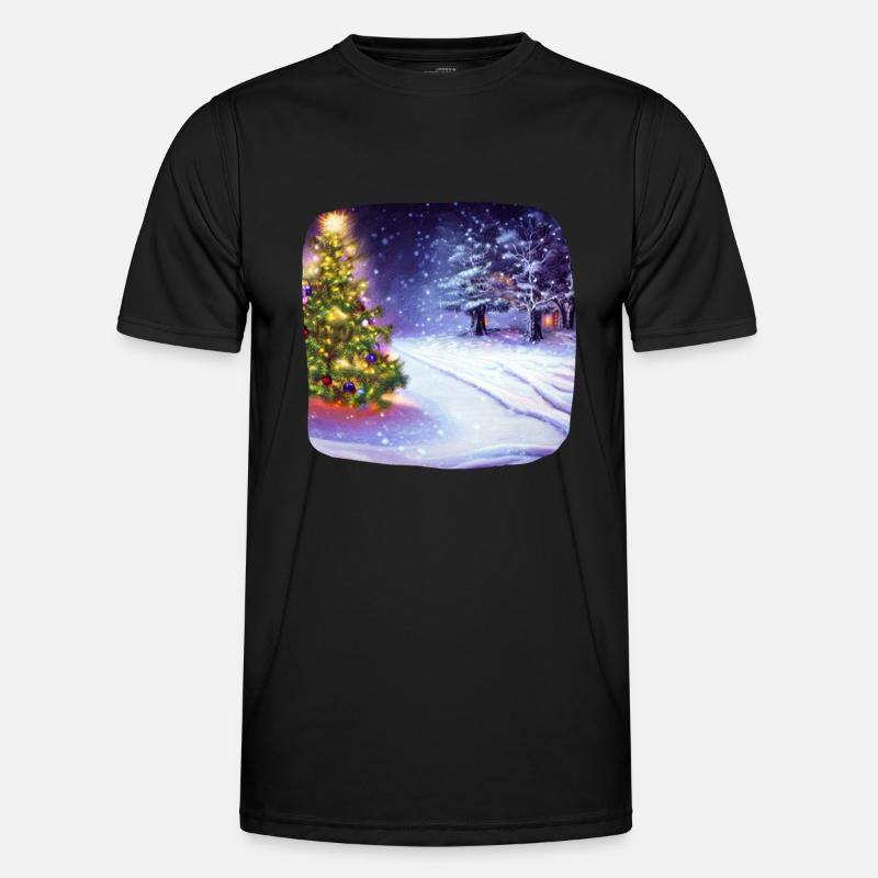 Christmas tree with snow - Men's Functional T-Shirt - black