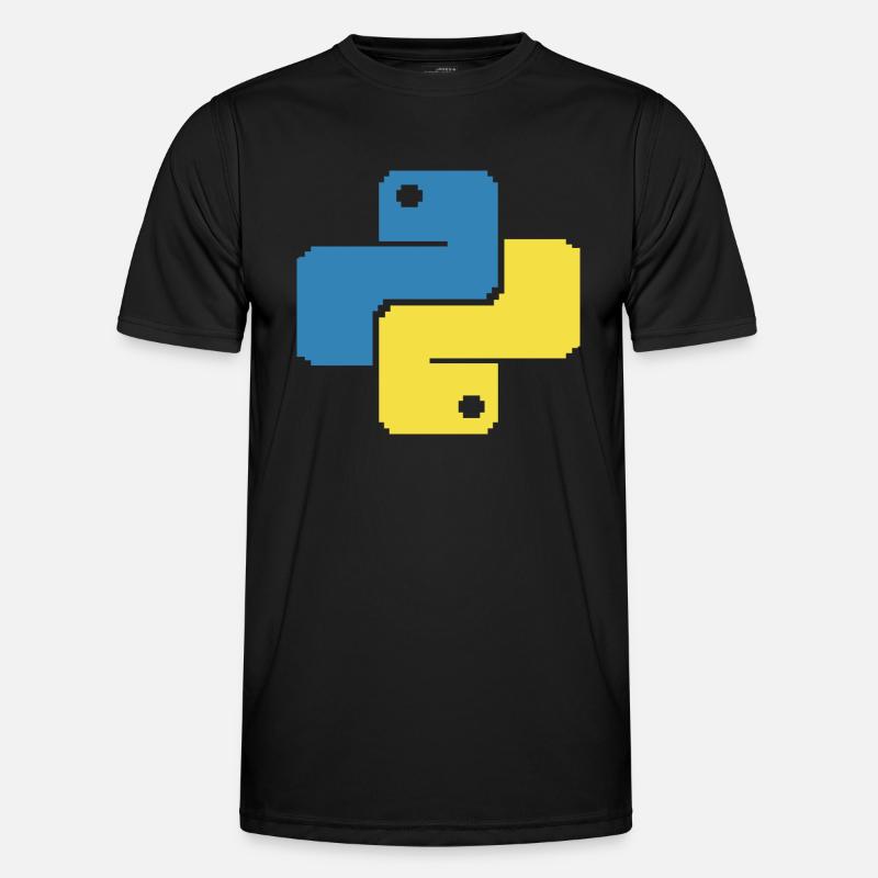 Python Pixelart - Männer Funktions-T-Shirt - Schwarz