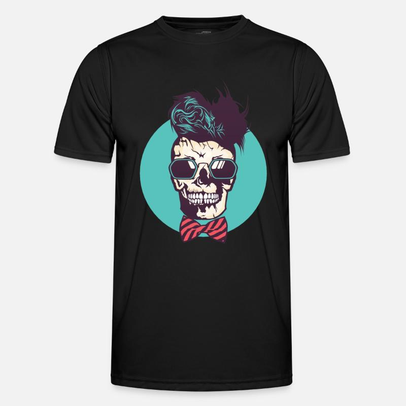 Kopf des Todes Hipster Fliege Schädel Kran lesen Männer Funktions-T-Shirt