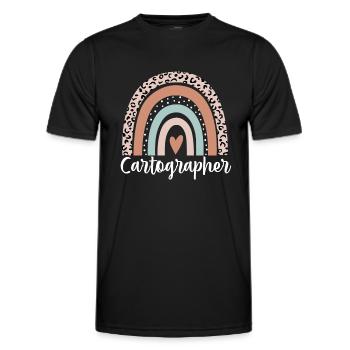 Kartograf Regenbogen Leopard Lustiger Kartograf - Männer Funktions-T-Shirt - Schwarz - Vorne - AI Model Male 178 dark (178cm)