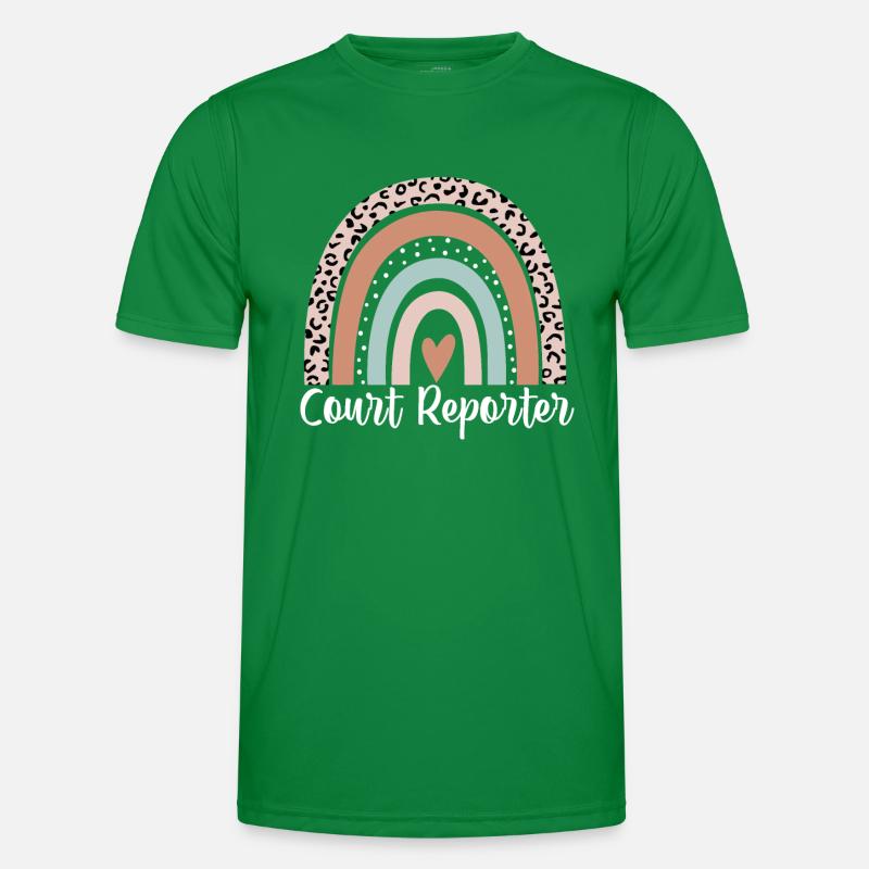 Gerichtsreporter Regenbogenleopard Lustiges Gericht Männer Funktions-T-Shirt