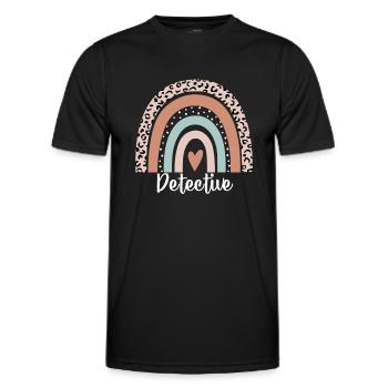 Detektiv Regenbogen Leopard Lustiger Detektiv - Männer Funktions-T-Shirt - Schwarz - Vorne - AI Model Male 178 dark (178cm)