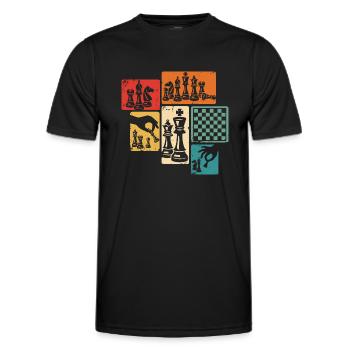 Chess Player Chess Board Game Chess Pieces - Men's Functional T-Shirt - black - Front - AI Model Male 178 dark (178cm)