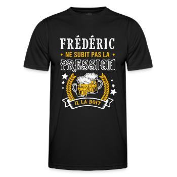 Frédéric bière frédéric cadeau frederic fête - T-shirt sport Homme - noir - Devant - AI Model Male 178 dark (178cm)