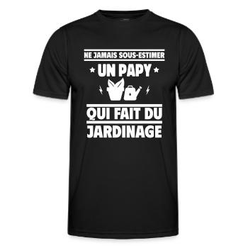 Ne jamais sous-estimer un papy jardinier - T-shirt sport Homme - noir - Devant - AI Model Male 178 dark (178cm)