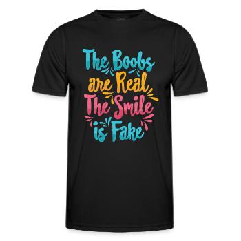 Boobs are real Smile is fake - T-shirt sport Homme - noir - Devant - AI Model Male 178 dark (178cm)