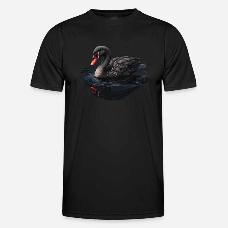 Schwarzer Schwan Vogel - Männer Funktions-T-Shirt - Schwarz