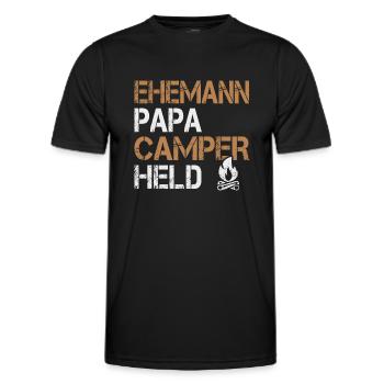 Camping Ehemann Papa Camper Held Wohnmobil - Männer Funktions-T-Shirt - Schwarz - Vorne - AI Model Male 178 dark (178cm)