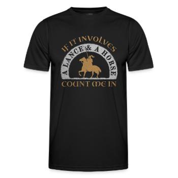 Tjost Lanzenstechen Ritter auf Pferd Mittelalter - Männer Funktions-T-Shirt - Schwarz - Vorne - AI Model Male 178 dark (178cm)