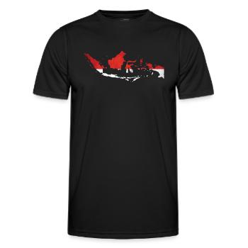 Indonesia - National border in national flag - Men's Functional T-Shirt - black - Front - AI Model Male 178 dark (178cm)