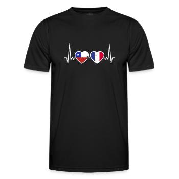 Chile Frankreich Vintage Herzschlag Flagge Chilene - Männer Funktions-T-Shirt - Schwarz - Vorne - AI Model Male 178 dark (178cm)