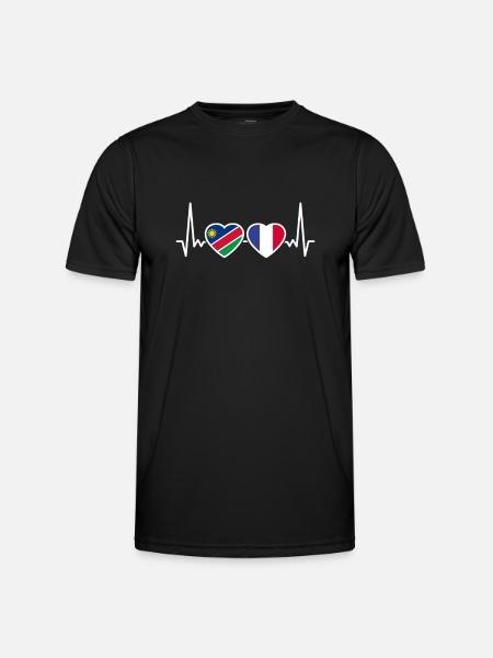 Namibia France Heartbeat Flag Namibians - Men's Functional T-Shirt - black