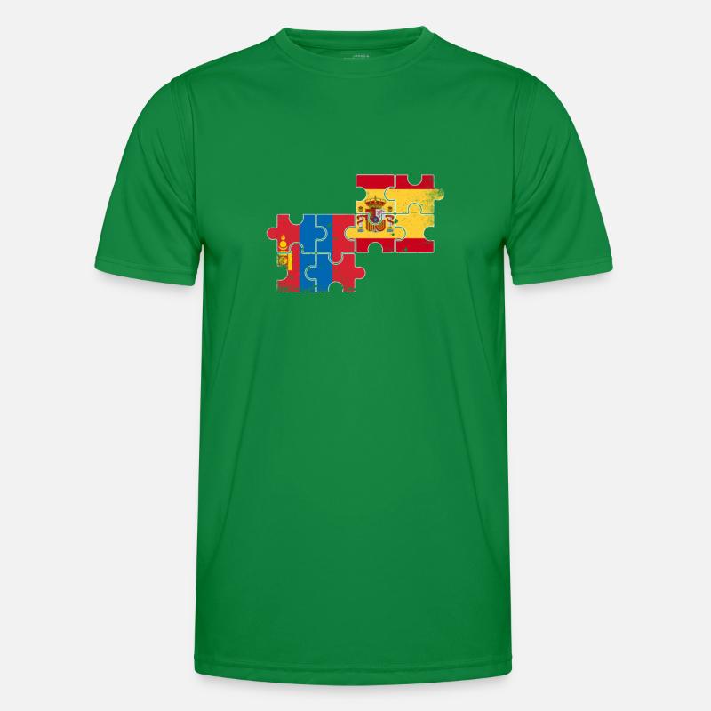 Mongolei Spanien Vintage Flagge Mongolisch Männer Funktions-T-Shirt