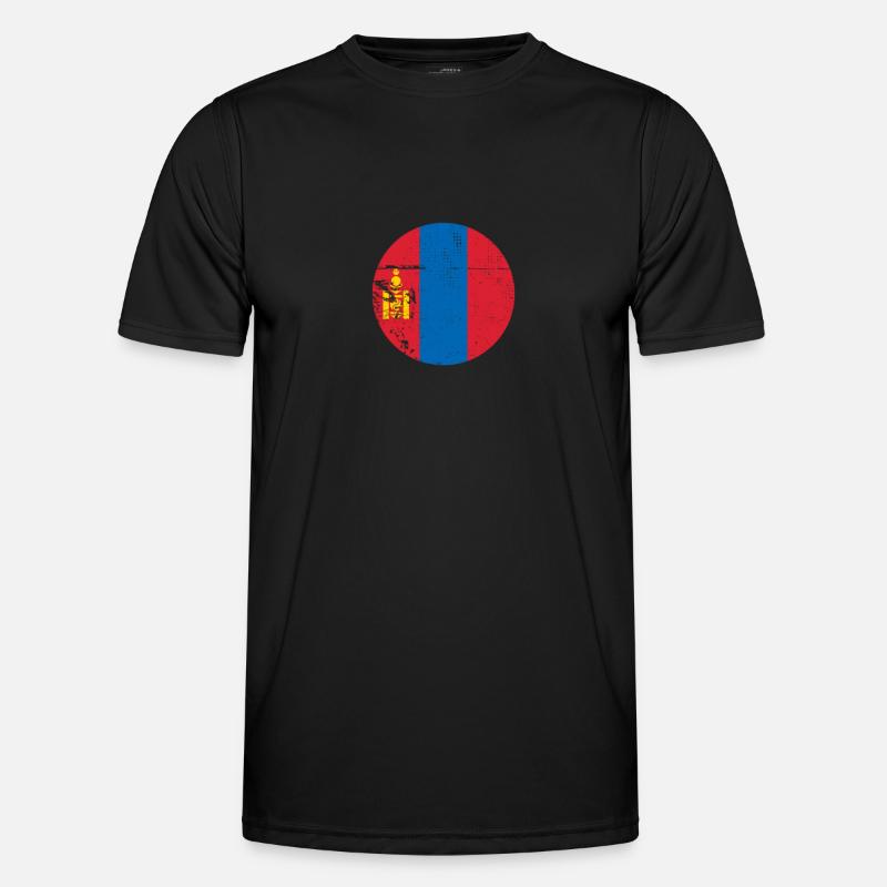 Mongolei Vintage Mongolische Flagge Mongole Männer Funktions-T-Shirt