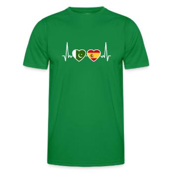 Pakistan Spain Heartbeat Flag Pakistani - Men's Functional T-Shirt - kelly green - Front - AI Model Male 178 dark (178cm)