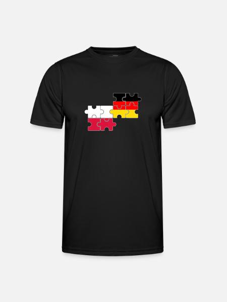 Polen Tyskland Flagga Tyska Polska - Funktions-T-shirt herr - svart