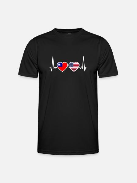 Taiwan USA Herzschlag Flagge Amerikaner Taiwaner - Männer Funktions-T-Shirt - Schwarz
