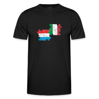 Luxembourg Italy Heartbeat Flag Luxembourger - Men's Functional T-Shirt - black - Front - AI Model Male 178 dark (178cm)