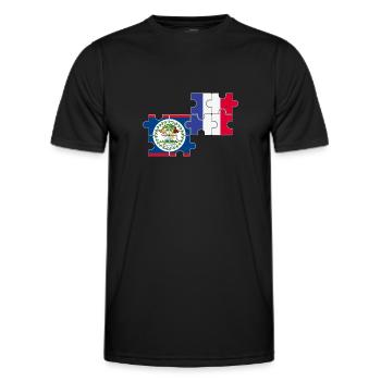 Belize Frankreich Flagge Belizer - Männer Funktions-T-Shirt - Schwarz - Vorne - AI Model Male 178 dark (178cm)